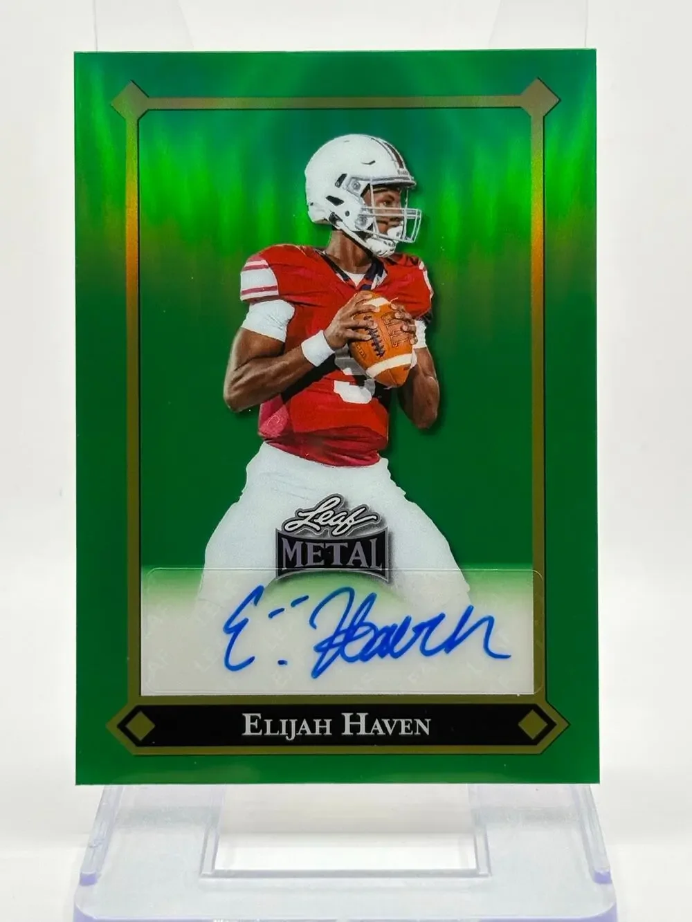 2025 Leaf Metal Elijah Haven Prismatic Green Auto 6/8 SP Alabama 5 Star Commit